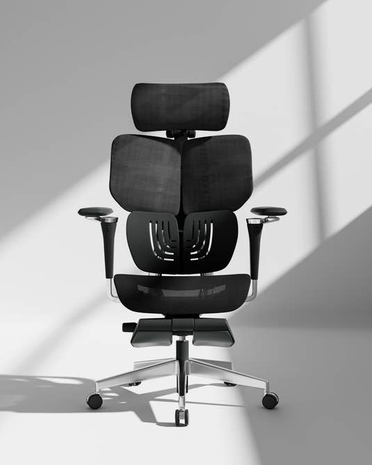 Spencer ergonomic chair with adjustable headrest and footrest