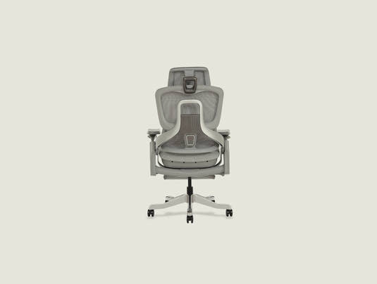 S5 ergonomic chair back view showing breathable mesh backrest and headrest with 6-point adjustment system