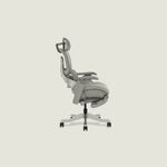 S5 ergonomic chair side view showing breathable mesh backrest and headrest with 6-point adjustment system