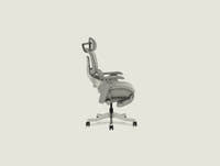 S5 ergonomic chair side view showing breathable mesh backrest and headrest with 6-point adjustment system