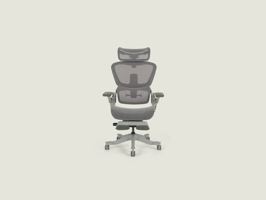 Shappa Smile foldable ergonomic office chair with 5D armrests, 3D headrest, lumbar support, and footrest - space-saving mesh desk chair