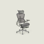 Smile foldable ergonomic chair side view showing foldable design, triple-layer mesh backrest, and retractable leg rest