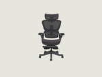 Shappa Black Smile foldable ergonomic office chair with 5D armrests, 3D headrest, lumbar support, and footrest - space-saving mesh desk chair