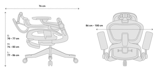 Smile foldable ergonomic chair in folded position - saves 57% space, compact storage for small apartments and home offices