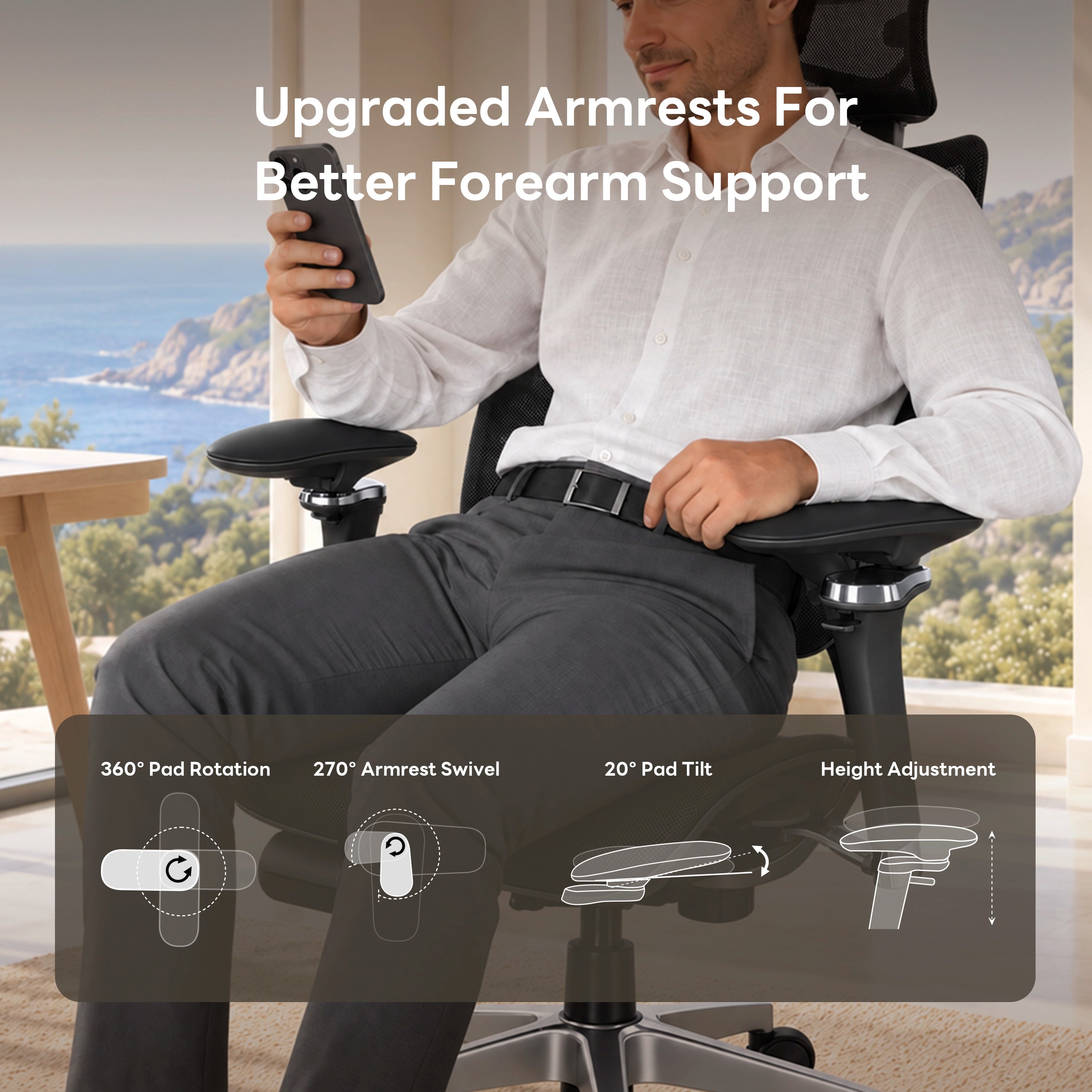 Spencer Air Black adjustable armrests and mesh seat