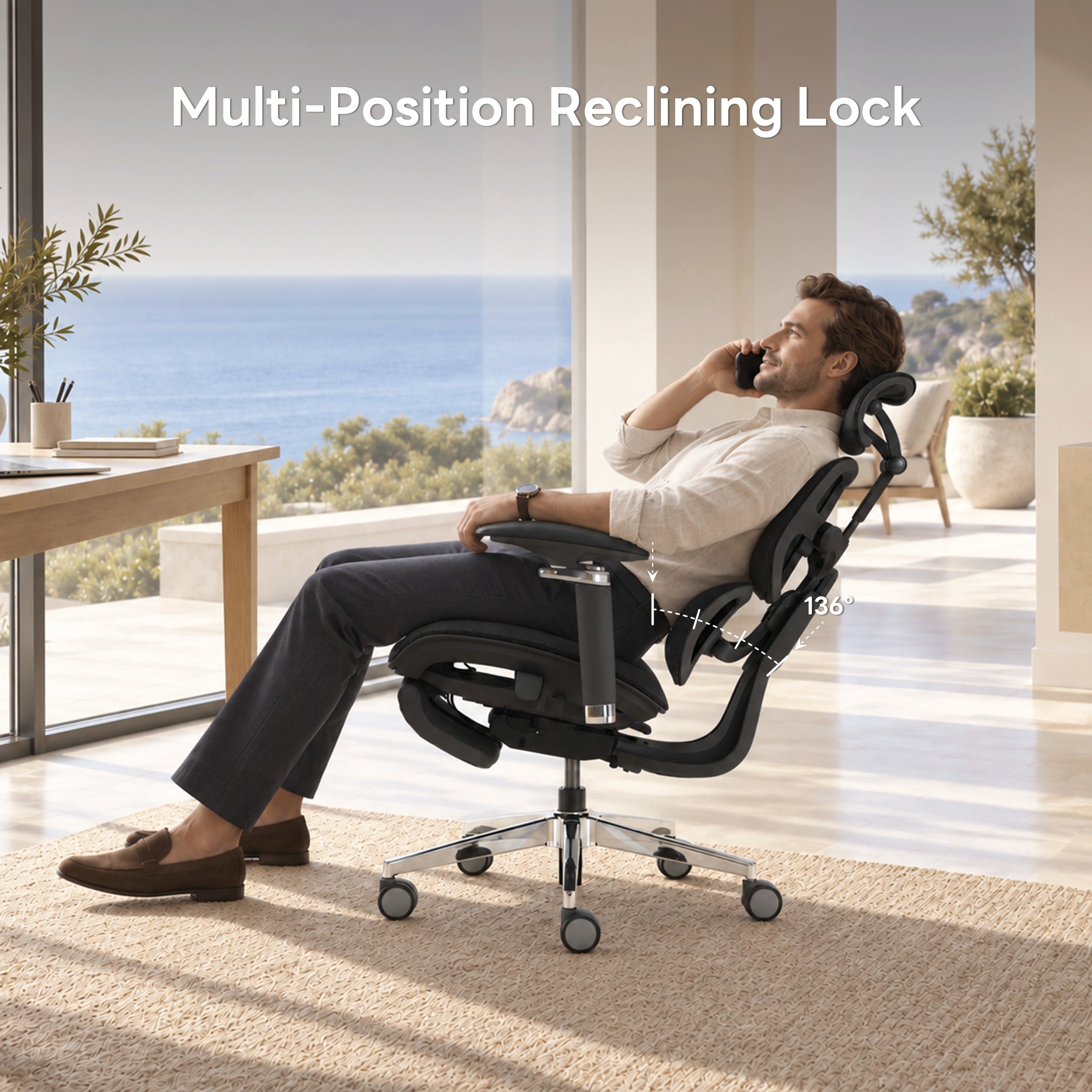 Spencer Air Black reclined with head and back support