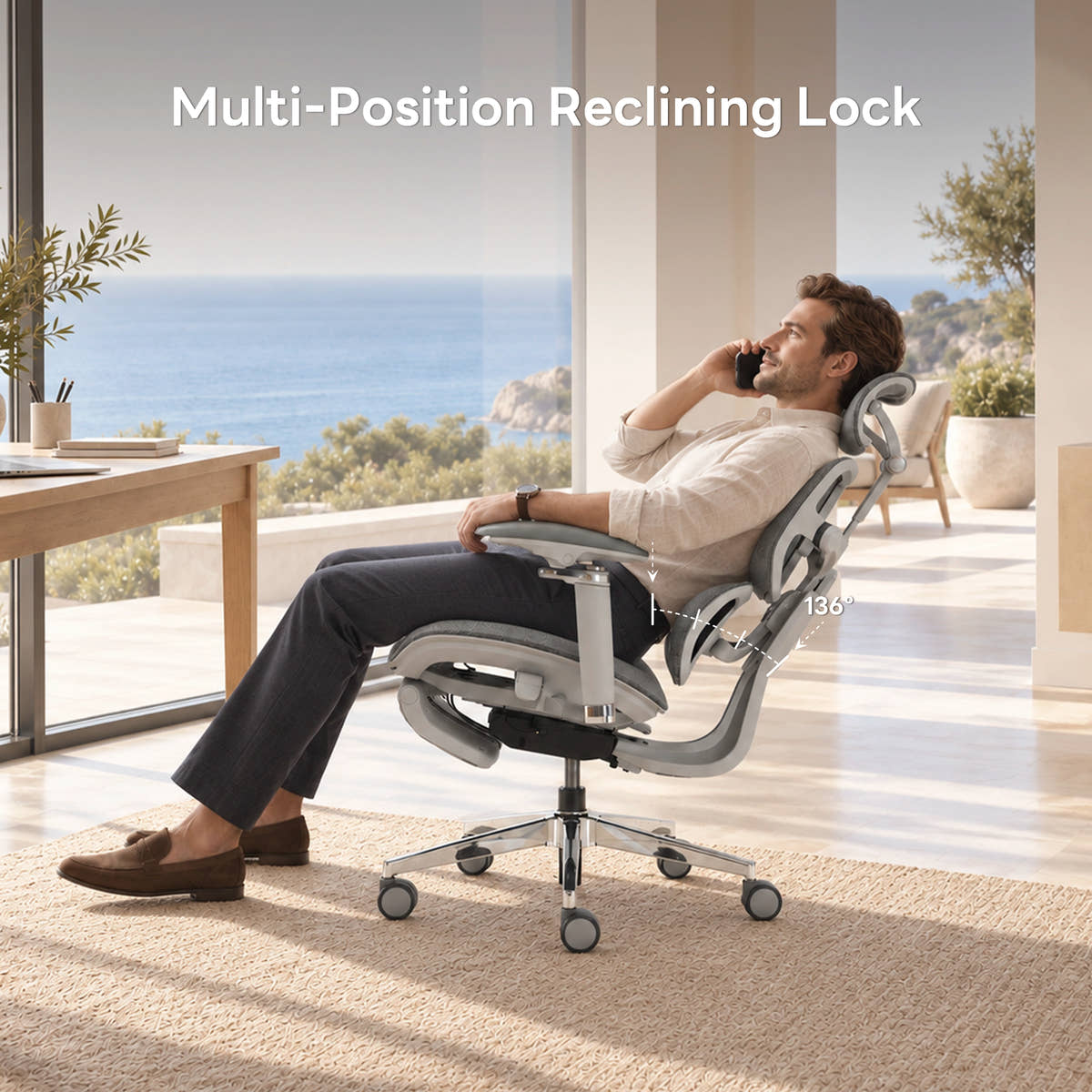 Spencer Air Grey reclined with head and back support