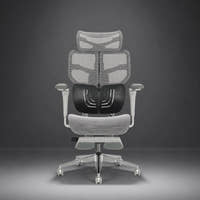 Shappa Spencer ergonomic swivel office chair with adjustable armrests and headrest, grey mesh
