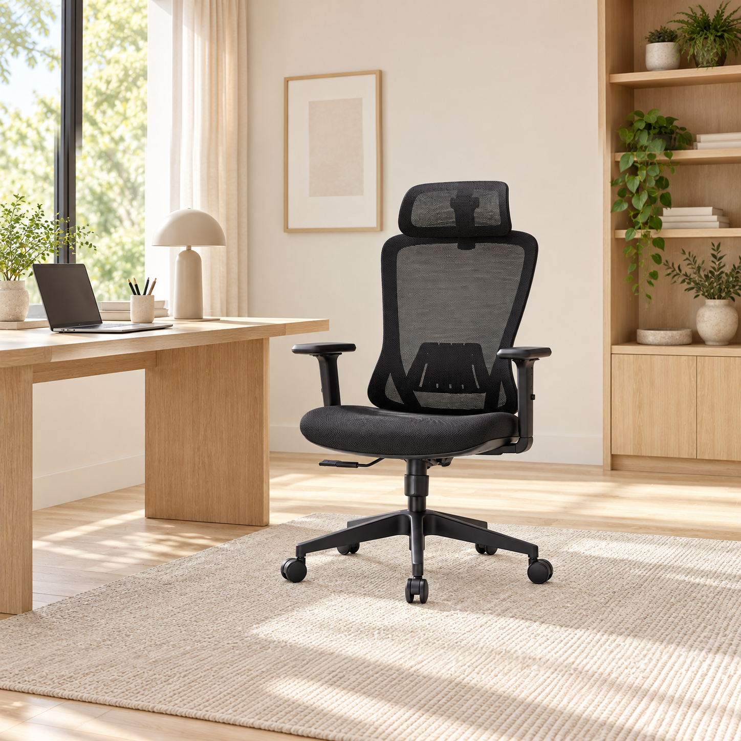 A7 office chair side view showing breathable mesh back and adjustable features