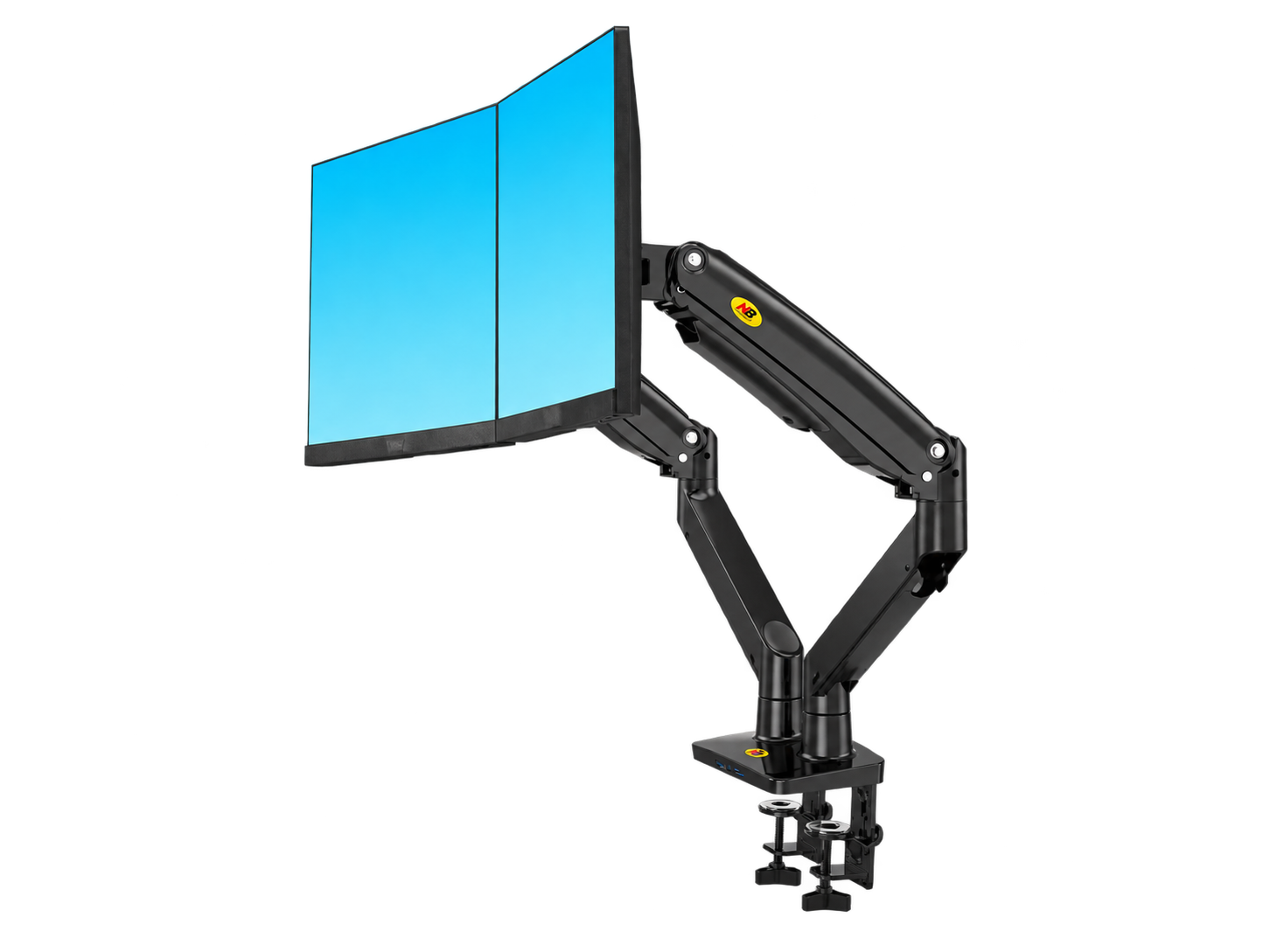NB F195A Dual Monitor Mount in a warm home office