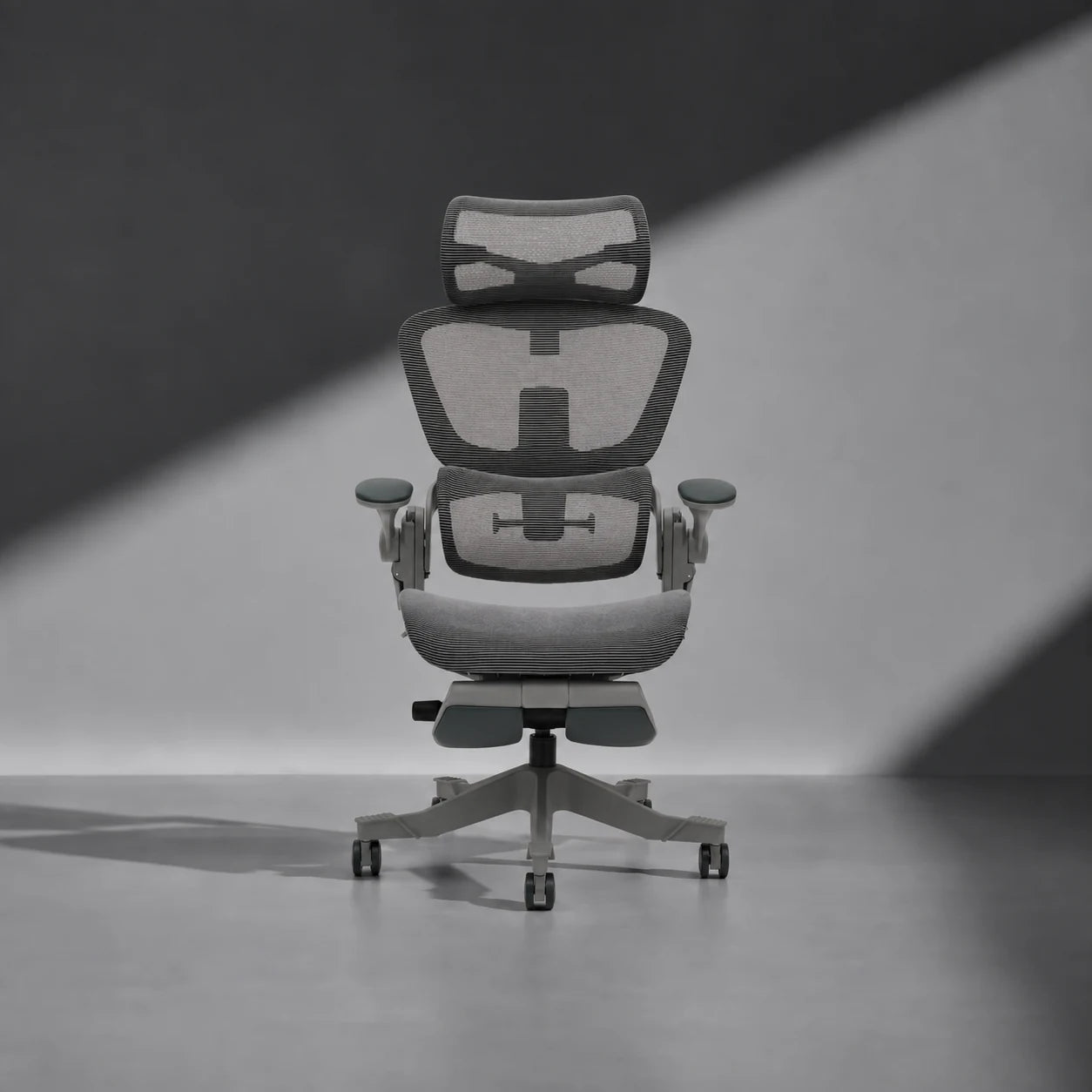 Smile Pro Ergonomic Chair in Gray, diagonal-lit studio view