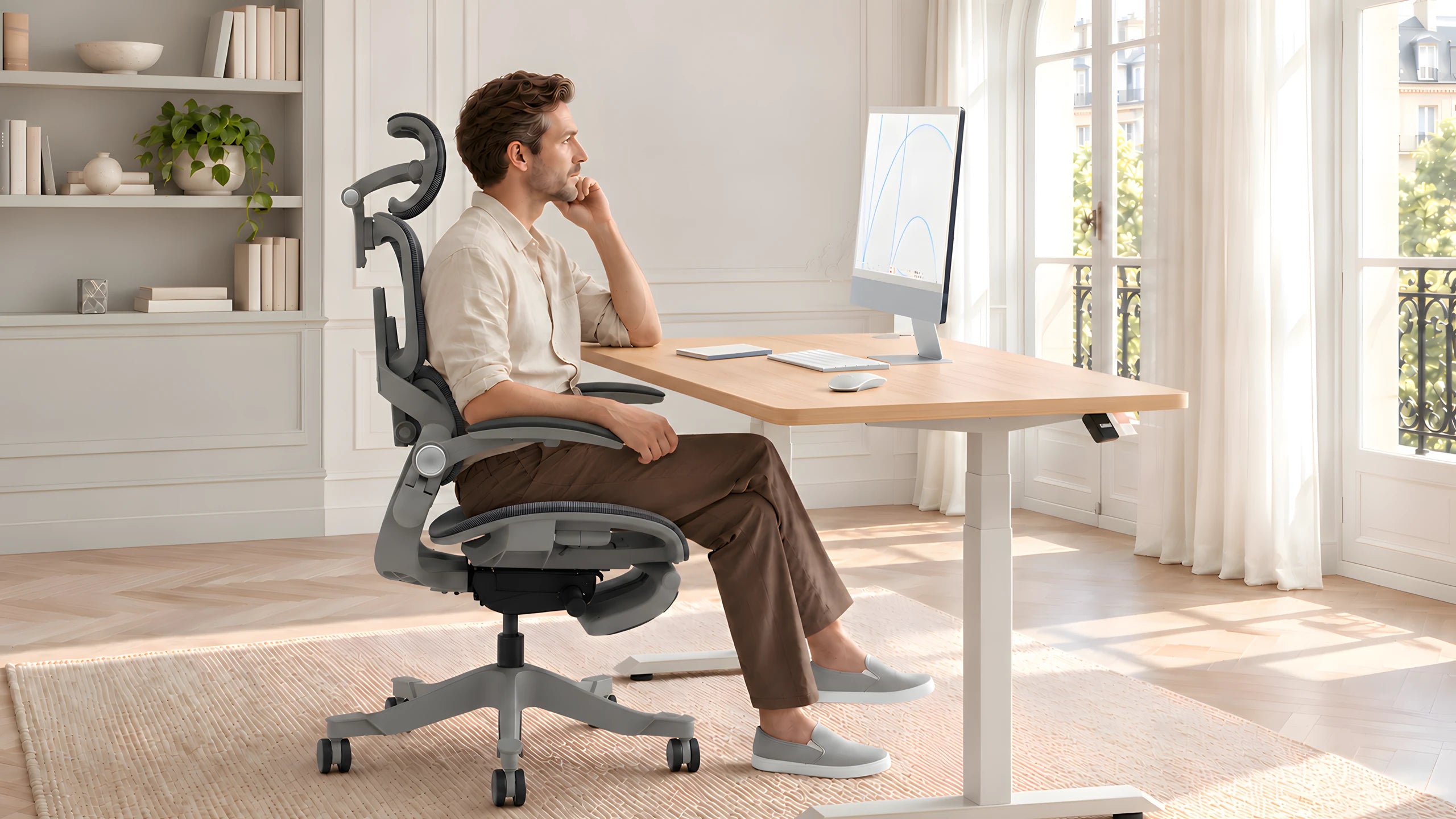 Working at a desk in the Smile Pro chair